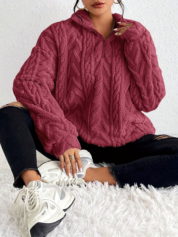 Aila Fluffy Zip-Up Sweater