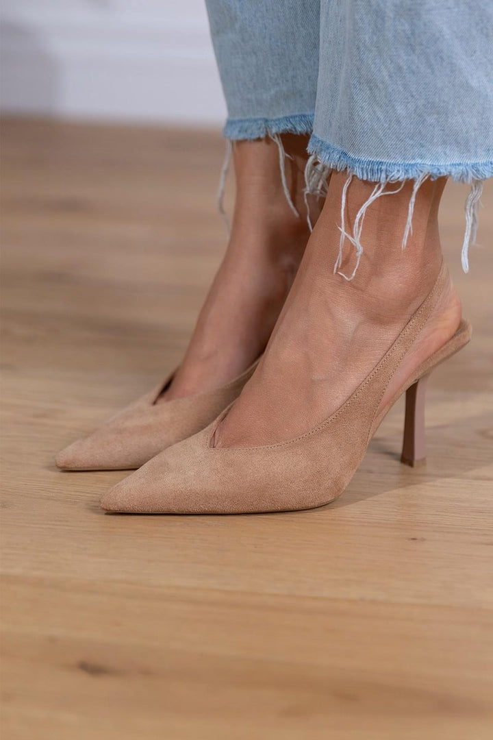 Suede Backless Heels