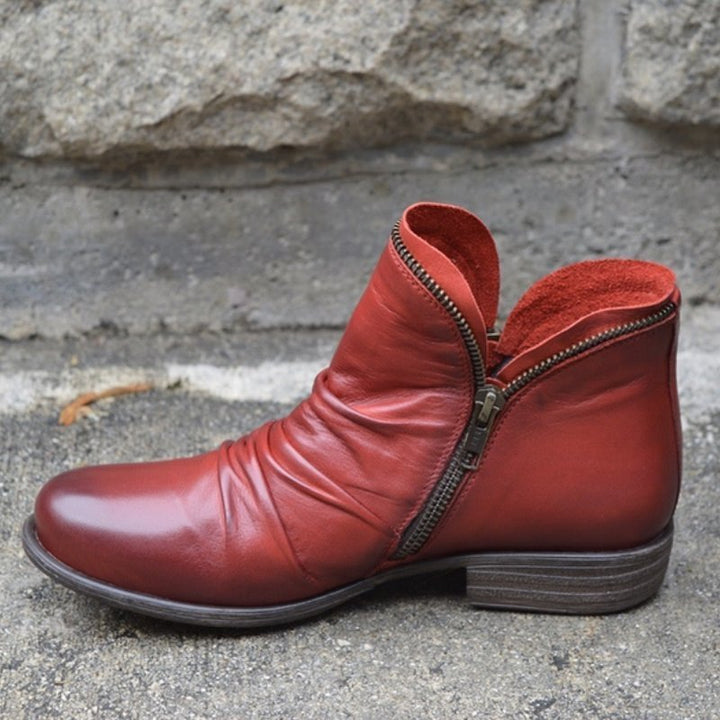 Victoria Zippered Leather Boots