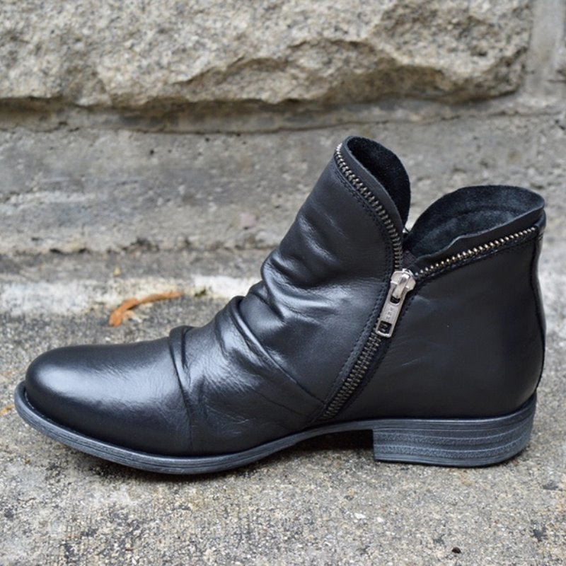 Victoria Zippered Leather Boots