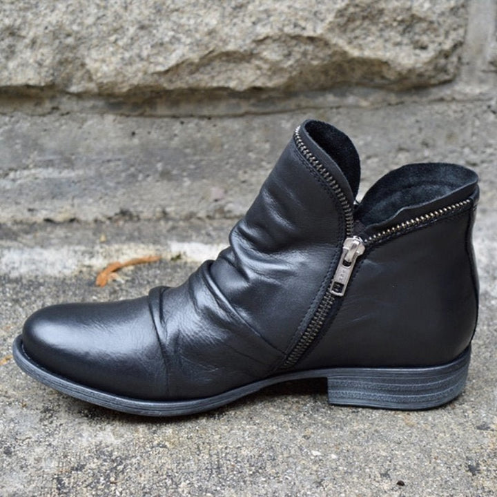Victoria Zippered Leather Boots