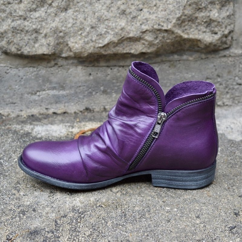 Victoria Zippered Leather Boots